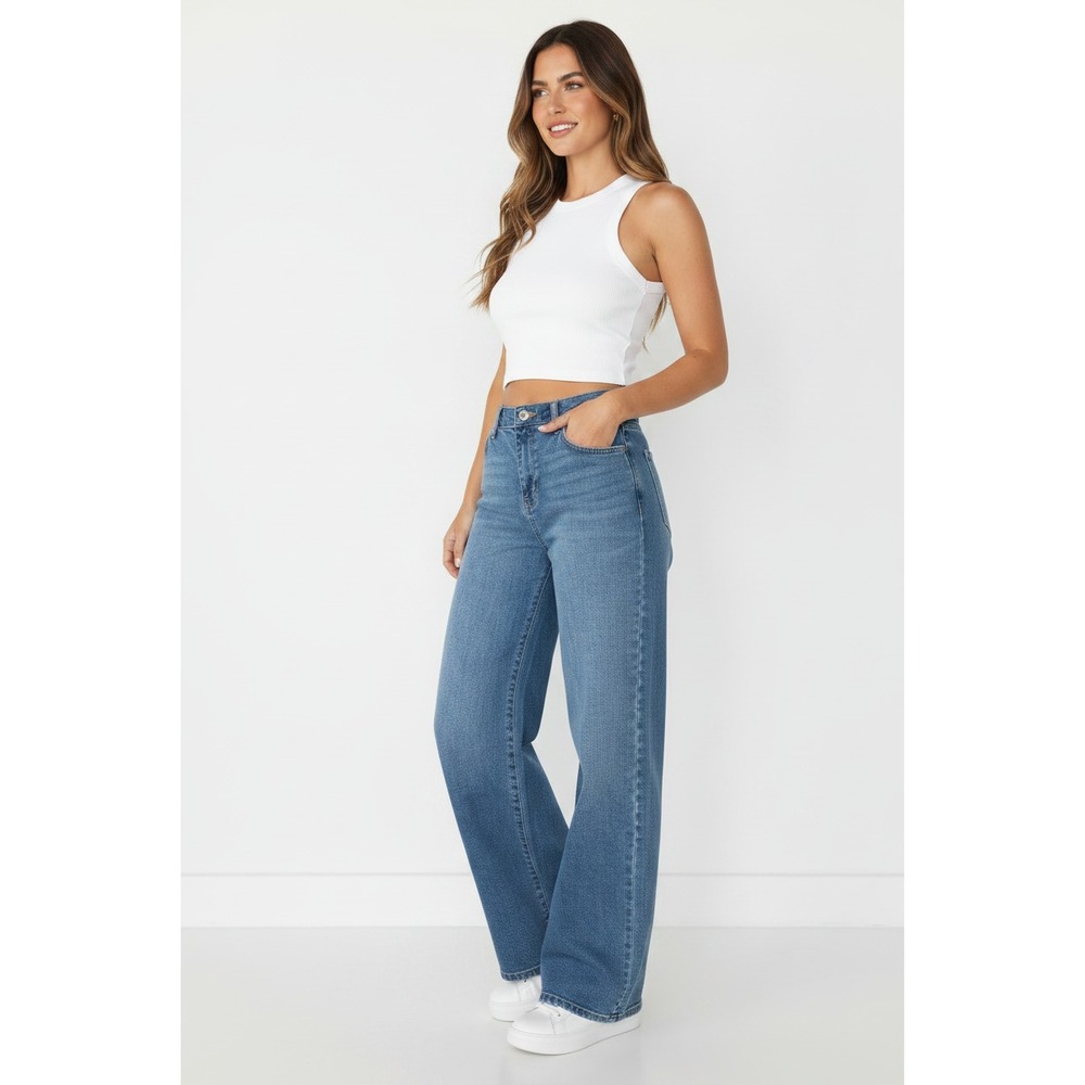 Celebrity Pink Juniors Mandy Baggy Jeans Size S Medium Wash High Rise Wide Leg - Picture 8 of 9